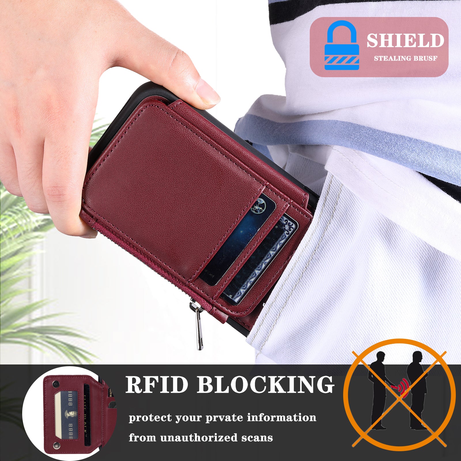 009 For Samsung Galaxy S23 RFID Blocking Zipper Phone Case PU Leather Coated TPU Wallet Kickstand Cover with Wrist Strap 009 For Samsung Galaxy S23 RFID Blocking Zipper Phone Case PU Leather Coated TPU Wallet Kickstand Cover with Wrist Strap